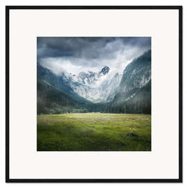 Framed art print Alps panorama with fog and clouds