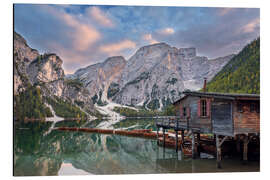 Tableau en aluminium Lac de Braies dans les Dolomites