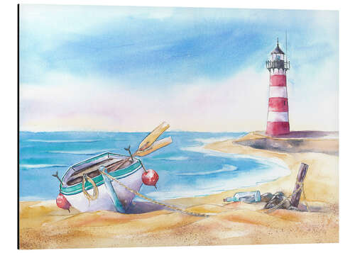 Tableau en aluminium Plage avec phare