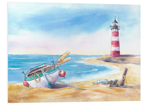 Foam board print Beach with lighthouse