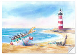 Autocolante decorativo Beach with lighthouse