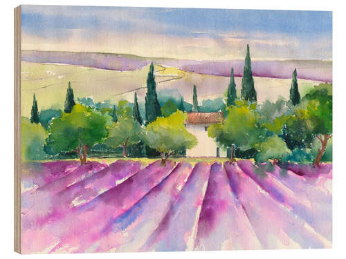 Cuadro de madera Campo de lavanda