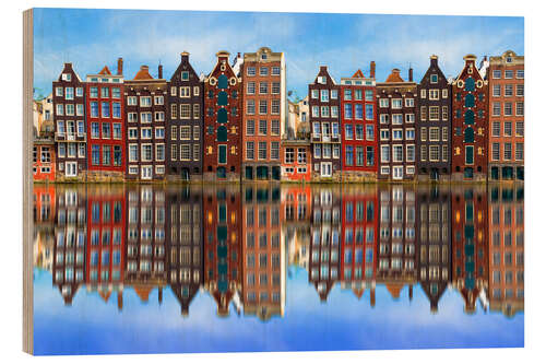 Wood print Reflected Amsterdam
