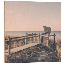 Wood print Beach chair on the Baltic Sea
