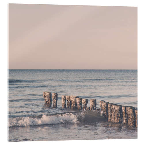 Acrylic print Pink hour at the Baltic Sea