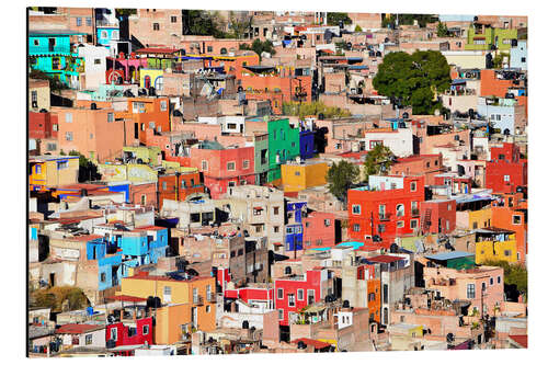 Alumiinitaulu Colorful houses view of mexican city Guanajuato