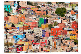 Foam board print Colorful houses view of mexican city Guanajuato