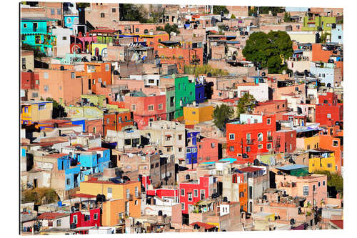 Tableau en plexi-alu Maisons colorées de la ville mexicaine de Guanajuato