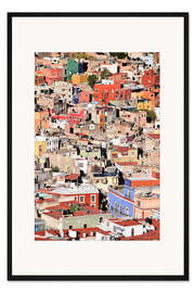 Gerahmter Kunstdruck Bunte Häuseransicht der mexikanischen Stadt Guanajuato