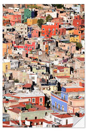 Selvklebende plakat Colorful houses view of mexican city Guanajuato