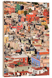 Hout print Colorful houses view of mexican city Guanajuato