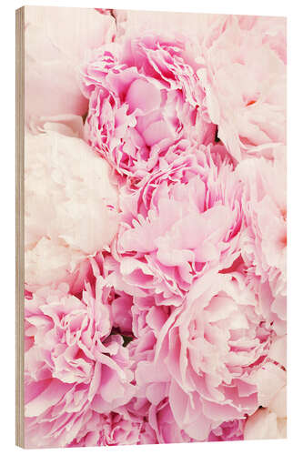 Wood print Pink peonies