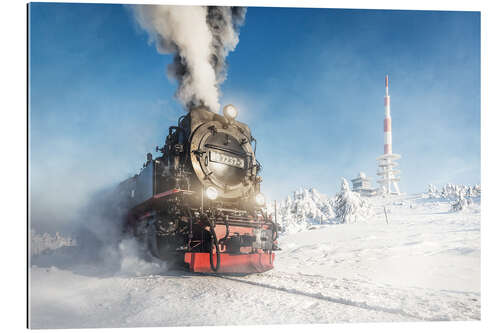 Quadro em plexi-alumínio Locomotiva a vapor no Brocken na Alemanha