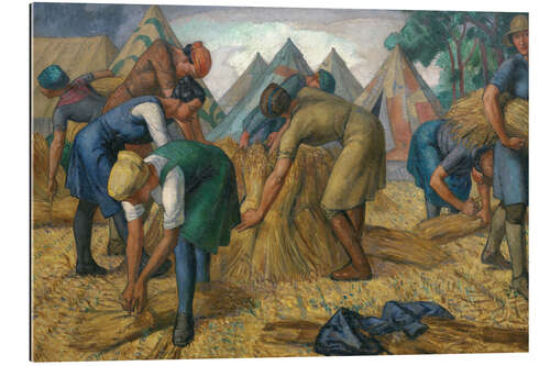 Galleriprint Farm workers in a flax field