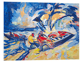 Foam board print Boats with fishermen