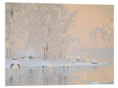 Foam board print Landscape with a frozen lake