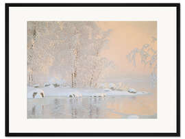 Gerahmter Kunstdruck Landschaft mit einem gefrorenen See