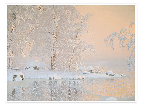 Poster Landschaft mit einem gefrorenen See