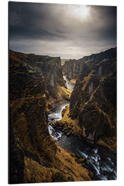 Aluminium print River leads through a canyon in Iceland