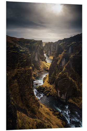 Tableau en PVC La rivière traverse un canyon en Islande