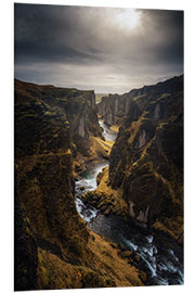 Foam board print River leads through a canyon in Iceland