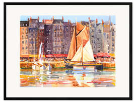 Impression artistique encadrée Voiliers à Honfleur 