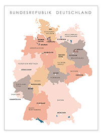 Póster Estados federales y capitales de la república federal de Alemania