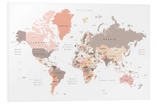 Foam board print Modern Map of the World