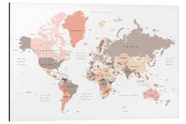 Magnettafel Moderne Weltkarte in Creme (englisch) - Kidz Collection