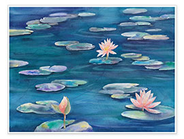 Kunstwerk  Water Lilies - Jitka Krause