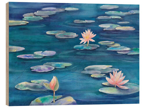 Wood print Water Lilies