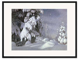 Gerahmter Kunstdruck Winter Mondschein