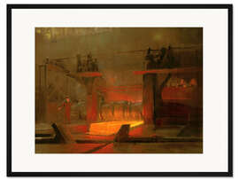 Gerahmter Kunstdruck Arbeiter im Walzwerk