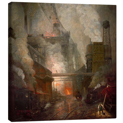 Canvas print Blast furnace tapping in Hörde