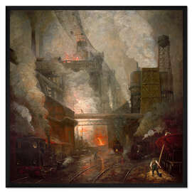 Gerahmter Kunstdruck Hochofenabstich in Hörde