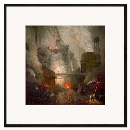 Inramat konsttryck Blast furnace tapping in Hörde
