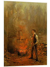 Foam board print Worker at the coal stove