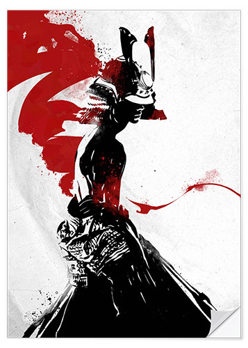 Selvklebende plakat Samurai Girl