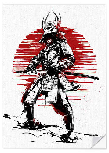 Selvklebende plakat Red Sun Samurai