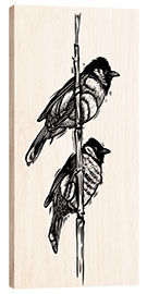 Wood print Passerines