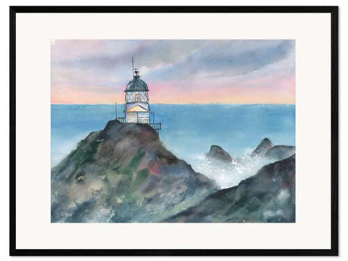 Framed art print Lighthouse Nuggetpoint