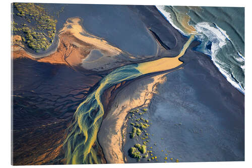 Akrylbilde River delta Iceland