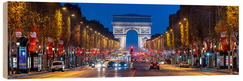 Wood print Champs Elysees and Arc de Triomphe in Paris