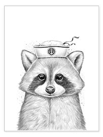 Wall print  Raccoon sailor - Nikita Korenkov