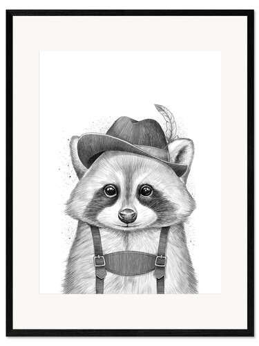 Ingelijste kunstdruk Raccoon from Bavaria