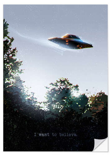 Selvklebende plakat I Want To Believe