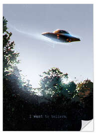 Selvklebende plakat I Want To Believe