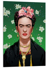 Stampa su plexi-alluminio Frida Kahlo con gioielli in oro