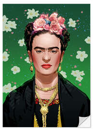 Adesivo murale Frida Kahlo con gioielli in oro