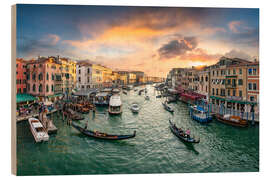 Holzbild Gondeln auf dem Canal Grande in Venedig